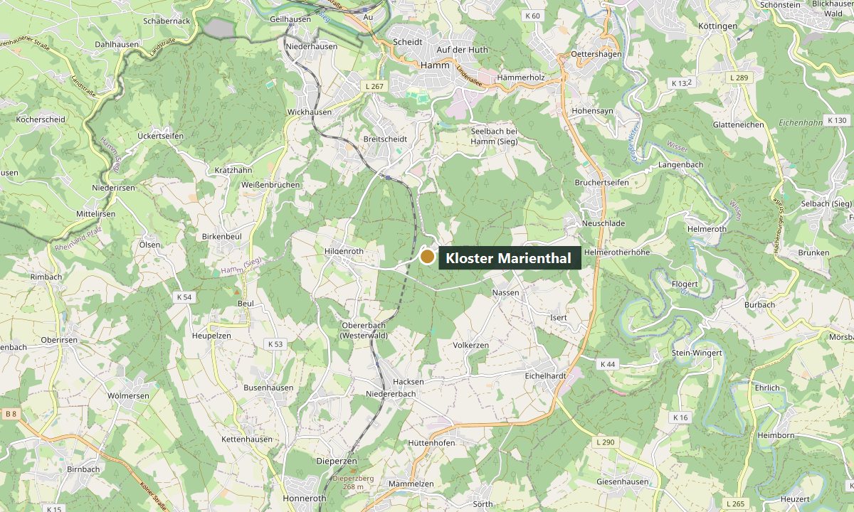 Karte: Kloster Marienthal am Ortsrand von Marienthal, Gemeinde Seelbach